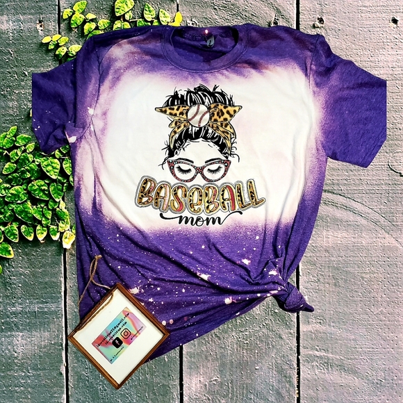 Baseball Mom - Bleached Tee Sizes S-3x - Picture 1 of 2
